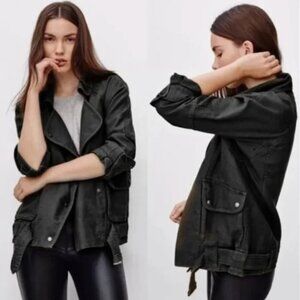Aritzia Wilfred Free | Rayder Linen Moto Jacket | Black | S